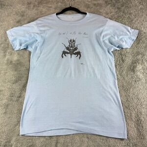 Vintage William Blake Graphic T Shirt Blue Am not I a fly like thee Poem Size S